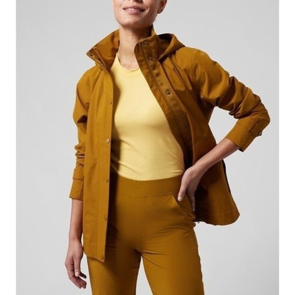 Athleta Rainout Sutro Trench Jacket Small Yellow High Collar